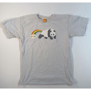 Enjoi Panda Rainbow T Shirt Mens Small Gray Skate Graphic Streetwear Y2K